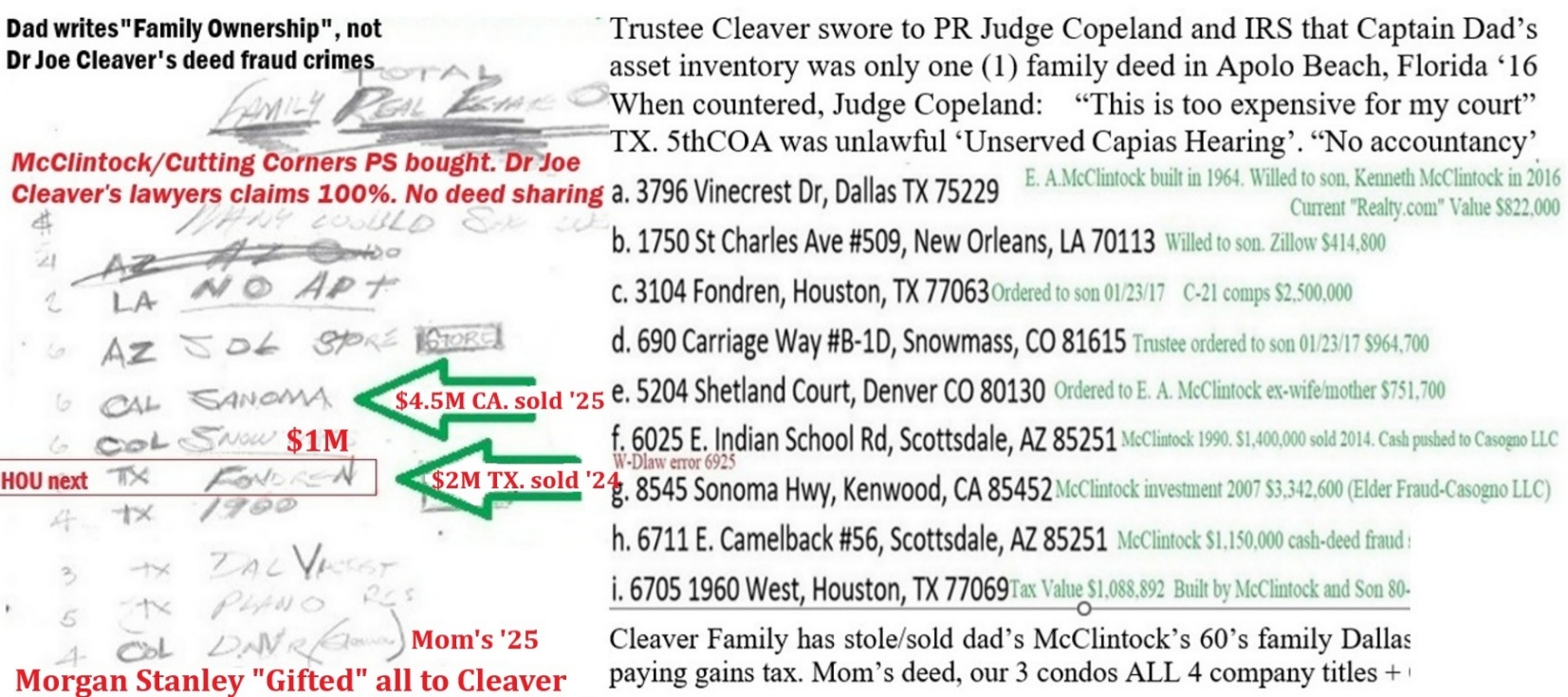 Handwritten Family Real Estate List and Zillow Comps